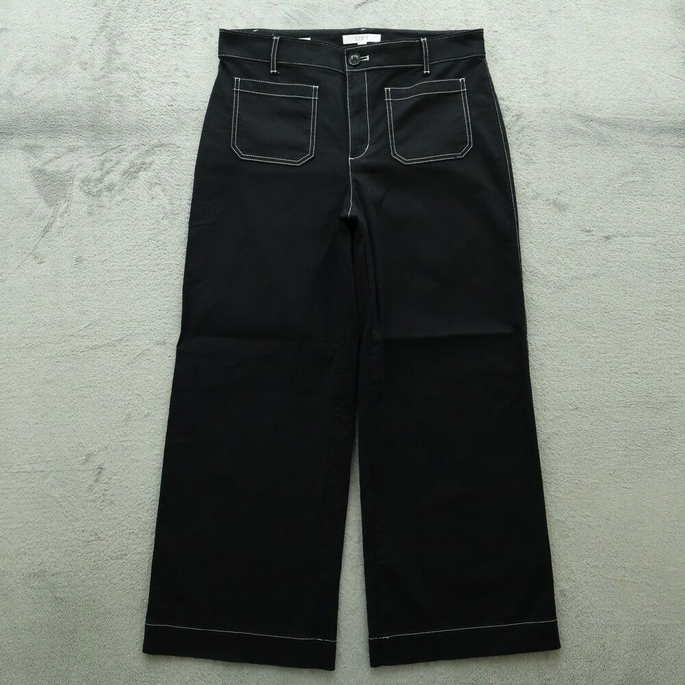 Loft Jeans Womens Size 10 Black High-Rise The Palmer Wide-Leg Denim 28.5" Inseam